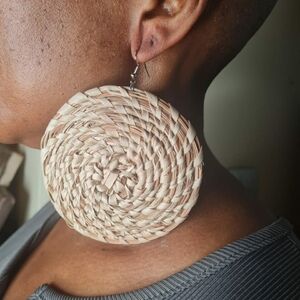 Natural Woven raffia Earrings